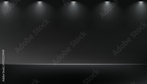 Black studio room background. Empty room with light effect. Space for selling products on the website. Vector illustration.