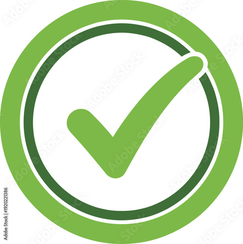 Green checkmark in circle for approval and confirmation