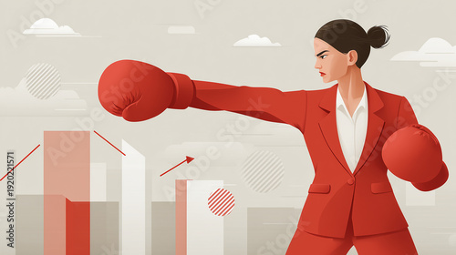 Business Woman in Boxing St...