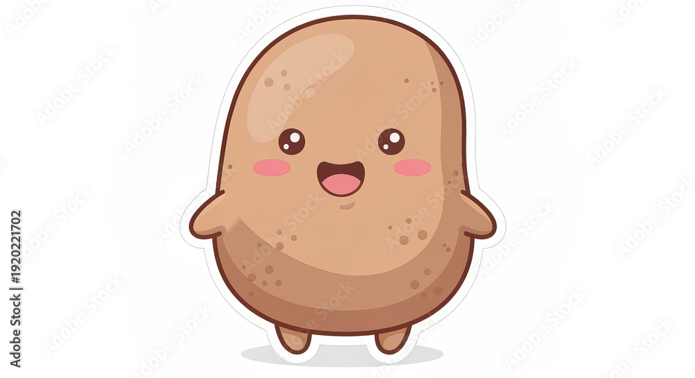 Fototapeta premium Cheerful Cartoon Potatoes Whimsical Sticker Design Featuring Adorable Smiling Spud Characters