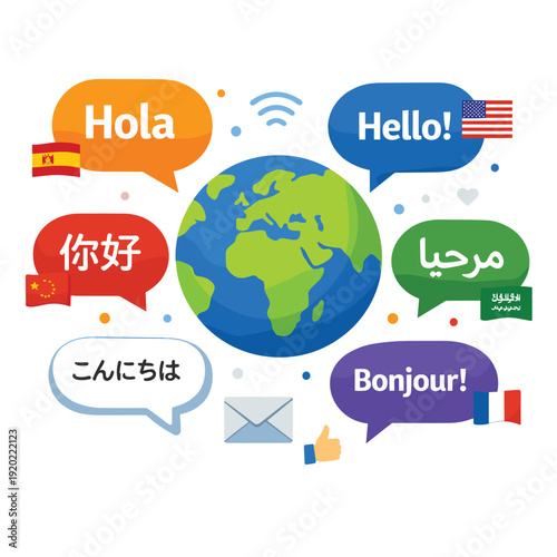 World languages and greetings communication concept