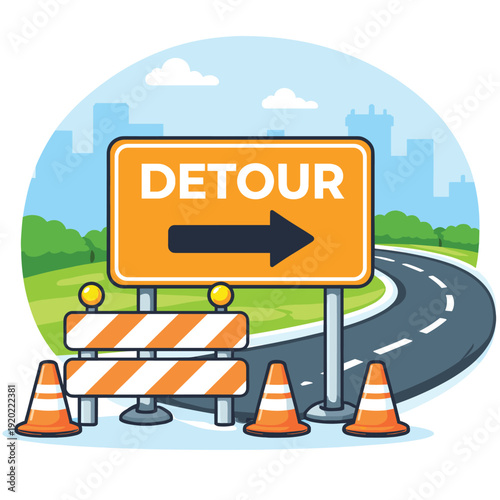 Detour Road Sign Illustration