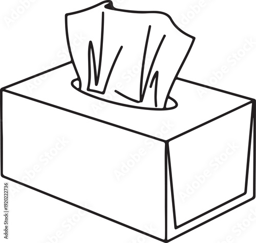 "Tissue box vector illustration showing rectangular container with protruding tissue symbolizing hygiene, cleanliness, and household essentials"