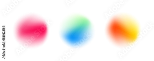 Set color circle gradient noise gradation. Abstract colorful watercolor blur mesh on isolated transparent background
