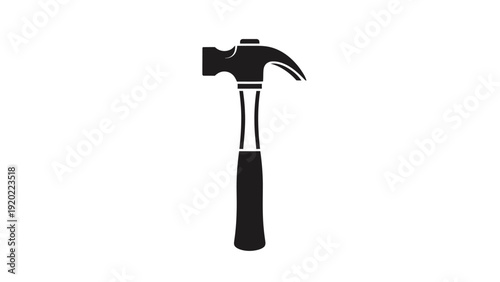 Silhouette of a classic hammer tool isolated on white.