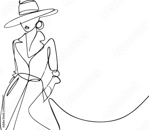 Feminine Silhouette Art Style Concept, Minimalist Aesthetic Female Line Art for Print