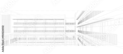 3d wireframe of building. sketch design.Vector