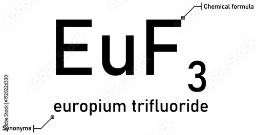 Europium trifluoride chemical formula with callout titles