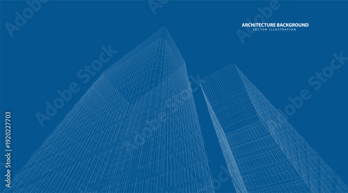 3d wireframe of building. sketch design.Vector