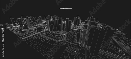 3d wireframe of building. sketch design.Vector