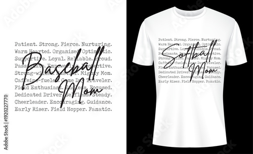 Baseball Softball Mom Typography Game Day Sports Season T-shirt Design