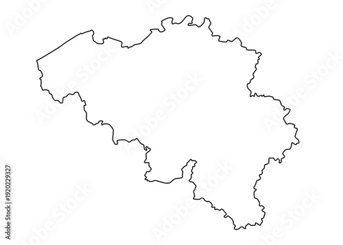 Vector map of Belgium, a country in Northwestern Europe. Detailed black contour, isolated on white background.