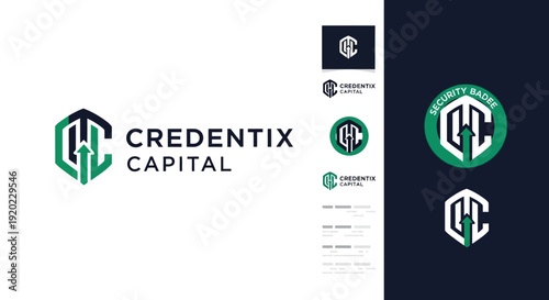 Professional Hexagon Shield C Initials Logo Design for Capital Investment Firm in a Bright Studio Setting