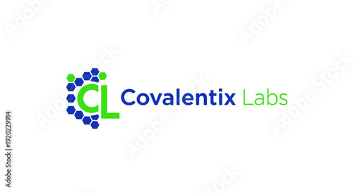 Covalentix Labs Logo with Hexagonal Pattern and 'CL' Letters, Science and Research Laboratory Branding on an isolated white background