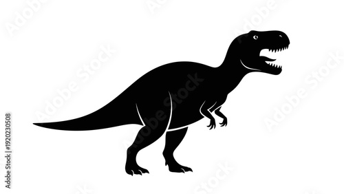 Silhouette of a Tyrannosaurus Rex dinosaur roaring.