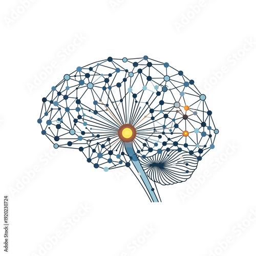 Digital illustration of a human brain with neural connections.
