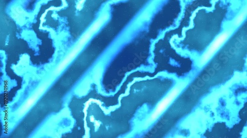 Swirling blue and white patterns radiate dynamic light and motion