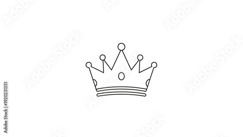 Simple Outline Drawing of a Royal Crown Icon.