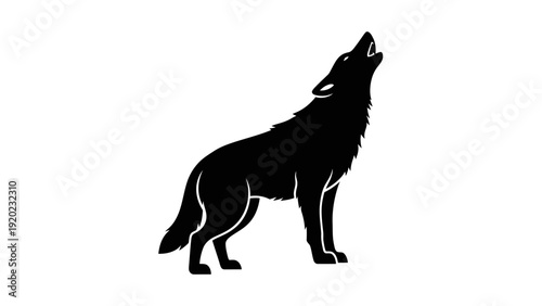 Silhouette of a wolf howling at the moon.