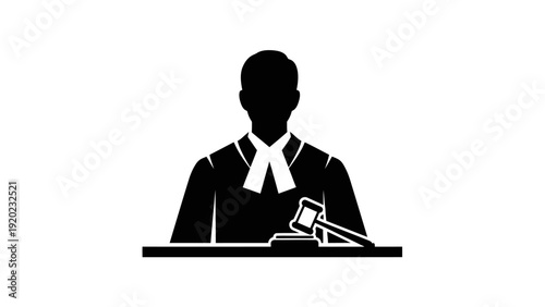 Silhouette of a Judge with Gavel Symbolizing Justice and Law.