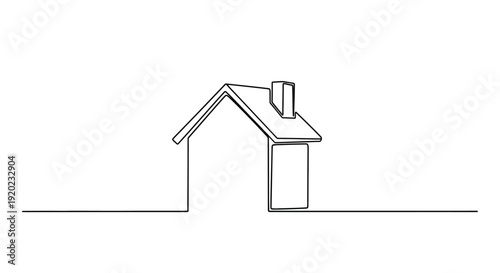 Simple line drawing of a house with a chimney silhouette