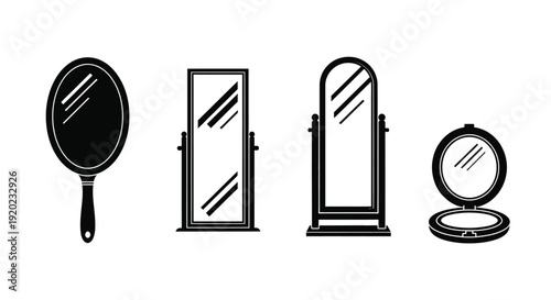 Variety of mirrors displayed in a simple black silhouette