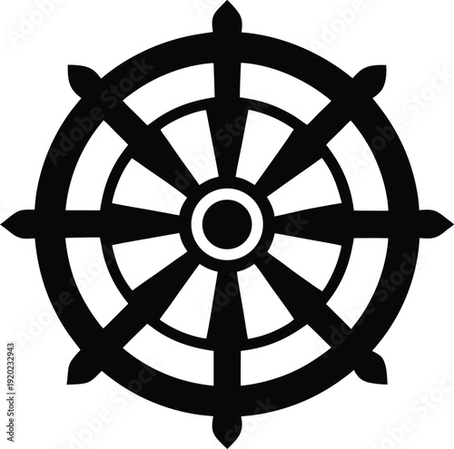 Dharma Wheel Symbol Buddhism Icon Teaching Concept