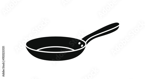 Simple black frying pan icon minimalist kitchenware design silhouette