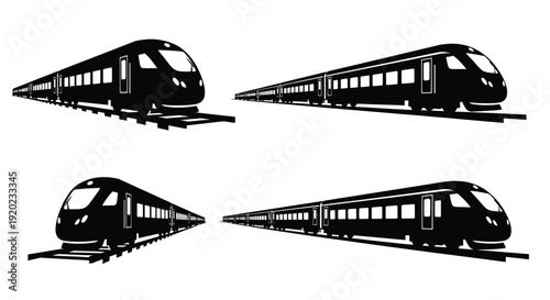 Black train designs shown in multiple views a striking silhouette