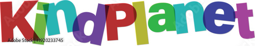 Colorful KindPlanet word logo with multicolored letters  vibrant rainbow text