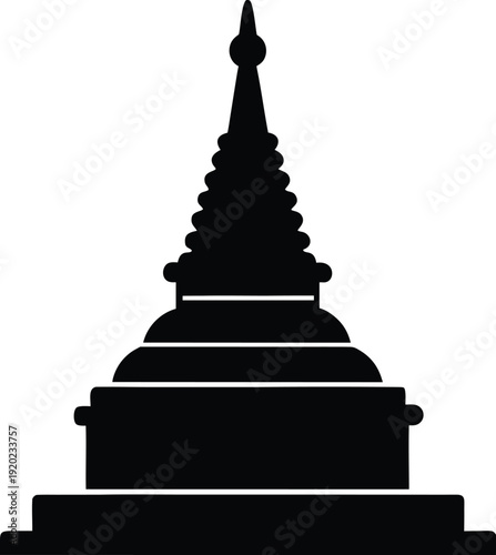 Ancient Pagoda Silhouette Vector Illustration For Design