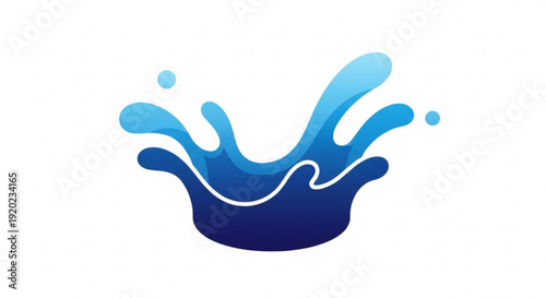 Splash of blue water droplets on a white background dynamic liquid movement