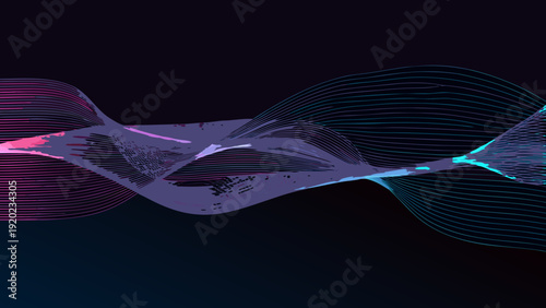 Abstract flowing lines in vibrant cyan magenta and dark purple hues