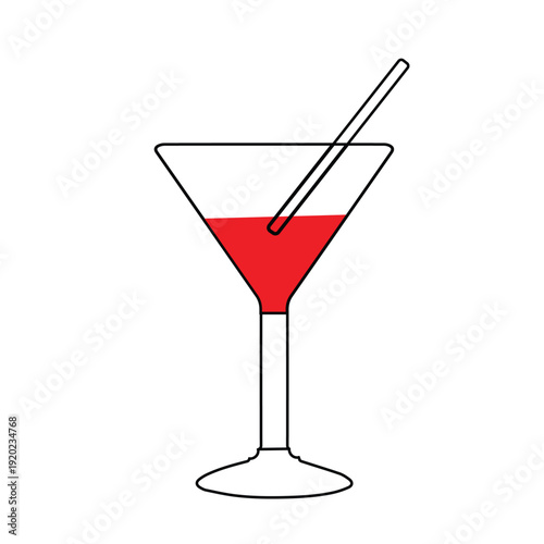 Cocktail glass with red cocktail