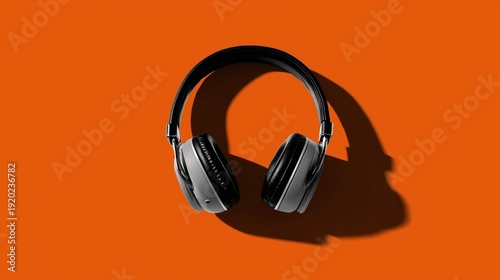 Wallpaper Mural Black Over Ear Headphones with Shadow on Beige Background Torontodigital.ca