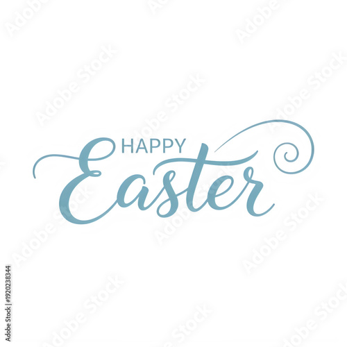 A happy easter message in blue cursive font isolated on transparent background