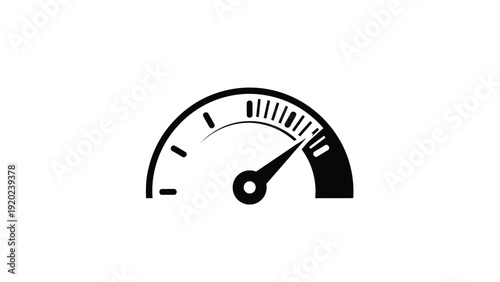 Speedometer gauge indicating high speed or performance level.