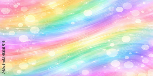 Abstract colorful background with bokeh features a bright rainbow wave pattern and blurred light textures in a vibrant vector art design for a decorative motion wallpaper backdrop