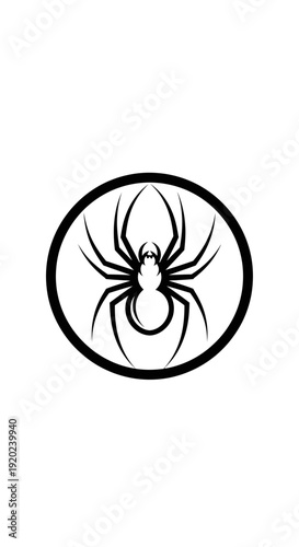 Spider Silhouette in Circle Emblem Design.