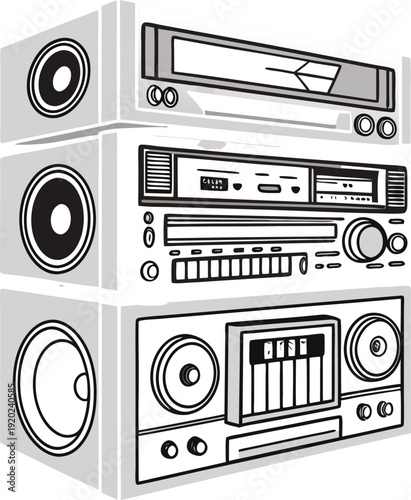 Stereo system components with speakers audio equipment
