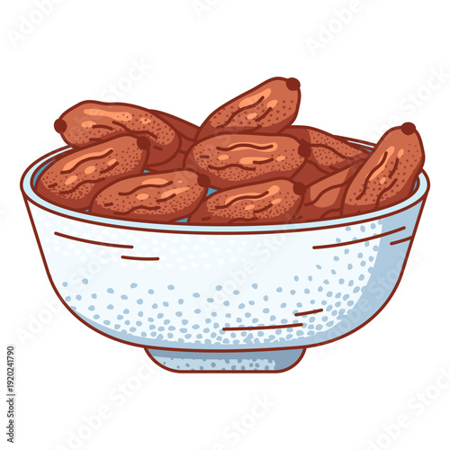A bowl of dates fruit illustration for ramadan iftar or healthy snack