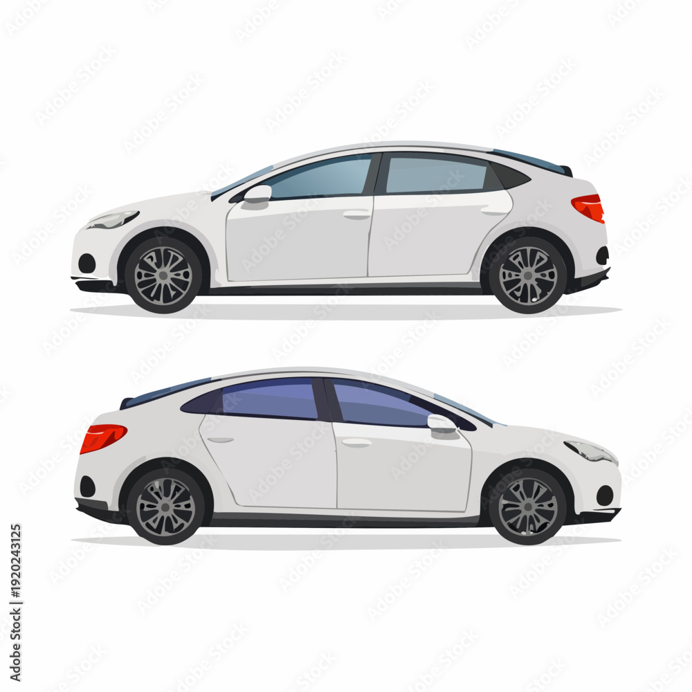 Fototapeta premium White hatchback car two angle
