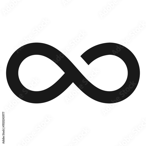 minimalist black infinity symbol icon with modern line art design for eternal and loop concept