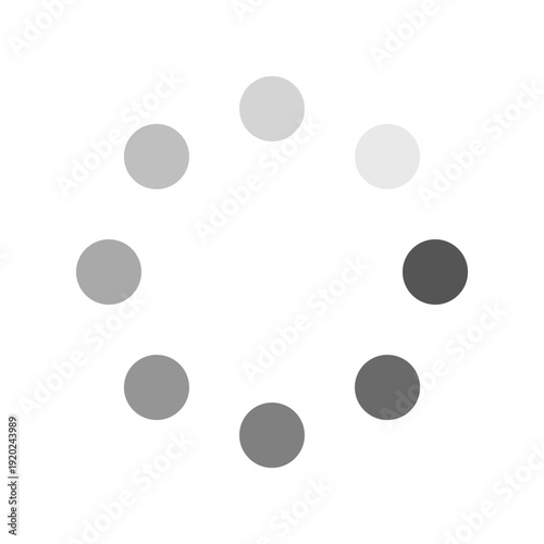 minimalist loading spinner icon with grey circle dots for buffering and progress status in app interface
