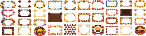 National Muffin Day Cupcake Frame Set Dessert Border Collection