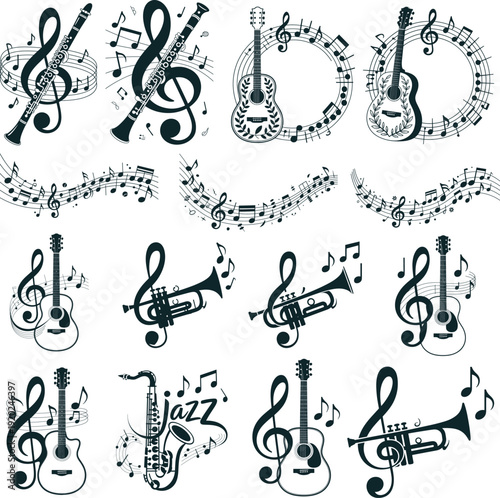 Musical Decal Art Svg, Silhouette file