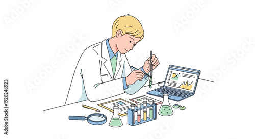 Scientist Working in Laboratory with Equipment.