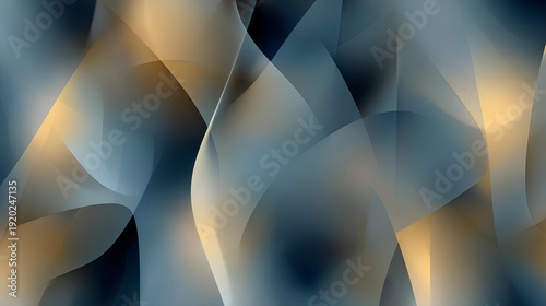 Abstract Waves of Color: A mesmerizing digital artwork of abstract curves and flowing forms, blending shades of blue and gold to create a visually dynamic and ethereal composition.