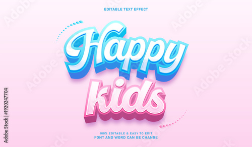 Happy Kids Editable 3D Text Effect with Playful Pink and Blue Pastel Style