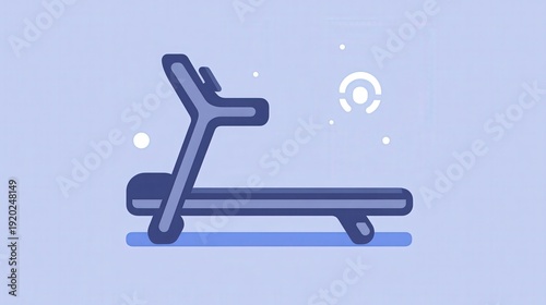 Treadmill Illustration: A modern treadmill icon against a serene blue backdrop, suggesting fitness and healthy lifestyle. 